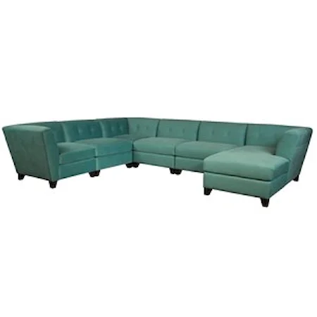 Contemporary Sectional Sofa with Right Arm Facing Chaise and Tufted Back